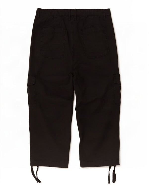 Marks & Spencer Womens Cargo Capri Trousers UK 14 Large W32 L23 Black