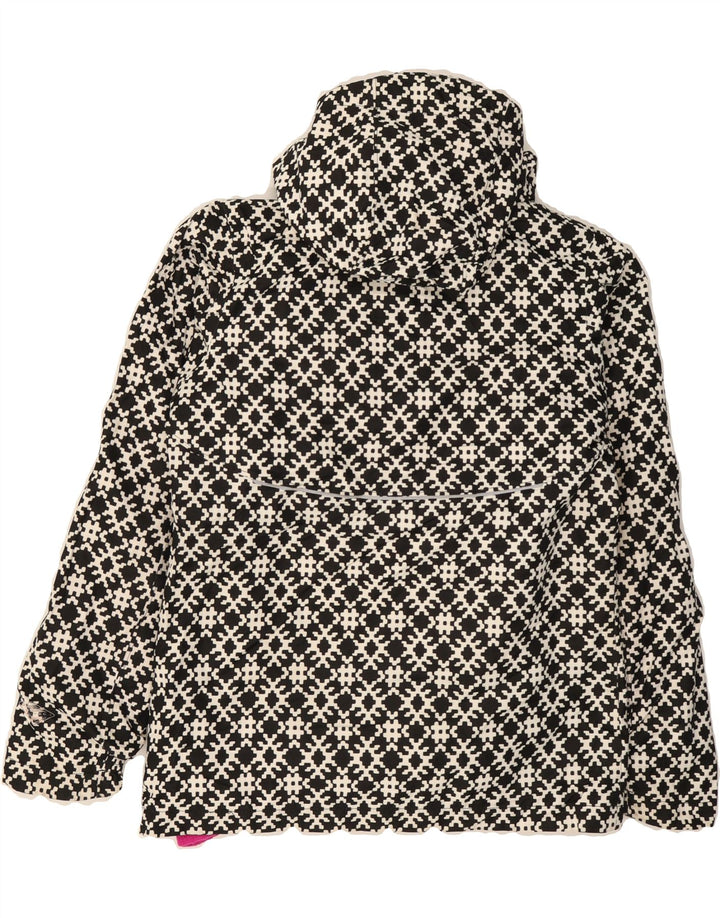 COLUMBIA Girls Abstract Pattern Rain Jacket 14-15 Years Large Black Vintage Columbia and Second-Hand Columbia from Messina Hembry 