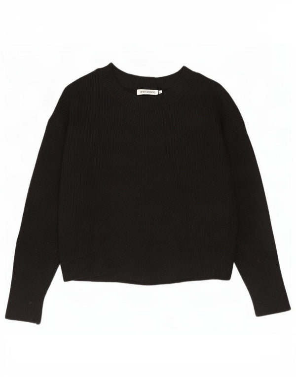 Zara Womens Oversized Boat Neck Jumper Sweater UK 10 Small Black
