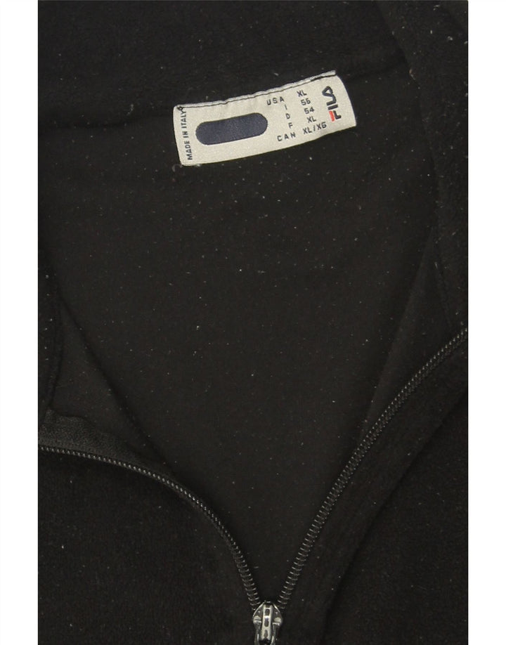 FILA Mens Zip Neck Fleece Jumper XL Black Vintage Fila and Second-Hand Fila from Messina Hembry 