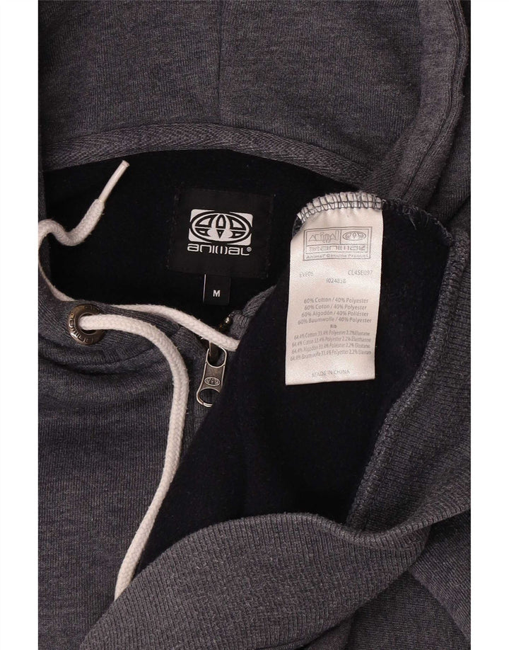Animal Mens Zip Hoodie Sweater Medium Grey Cotton