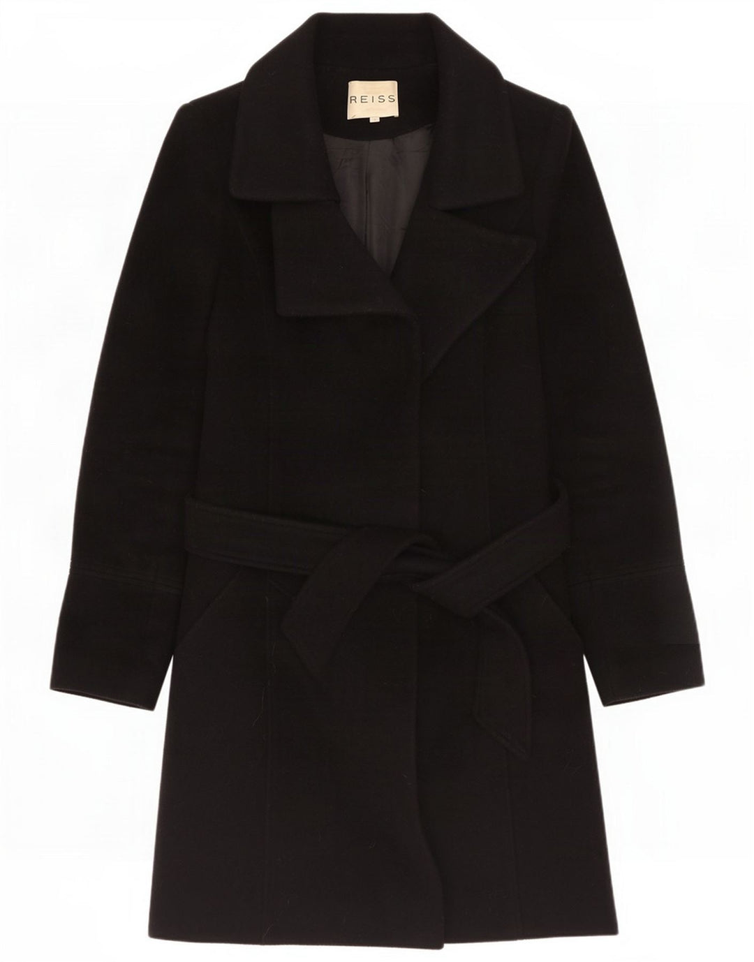 Reiss Womens Oversized Overcoat UK 10 Small Black Wool
