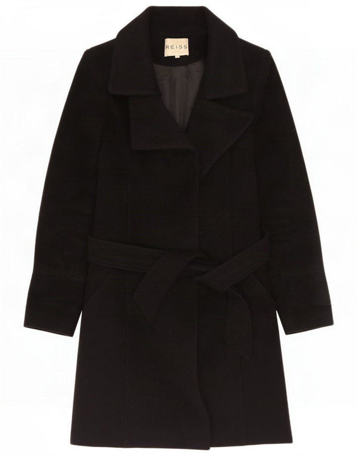 Reiss Womens Oversized Overcoat UK 10 Small Black Wool