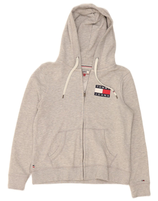 Tommy Hilfiger Womens Zip Hoodie Sweater UK 16 Large Grey Cotton