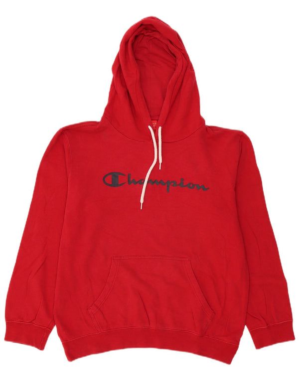 Champion Mens Graphic Hoodie Jumper Medium Red Cotton
