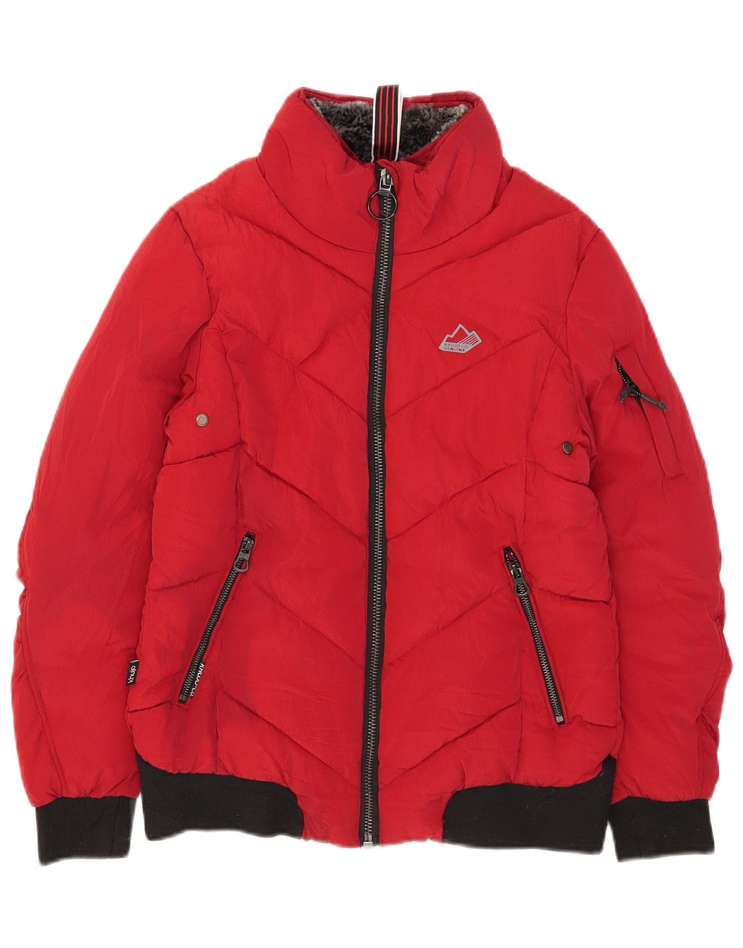 KHUJO Womens Padded Jacket UK 6 XS Red Colourblock Polyester