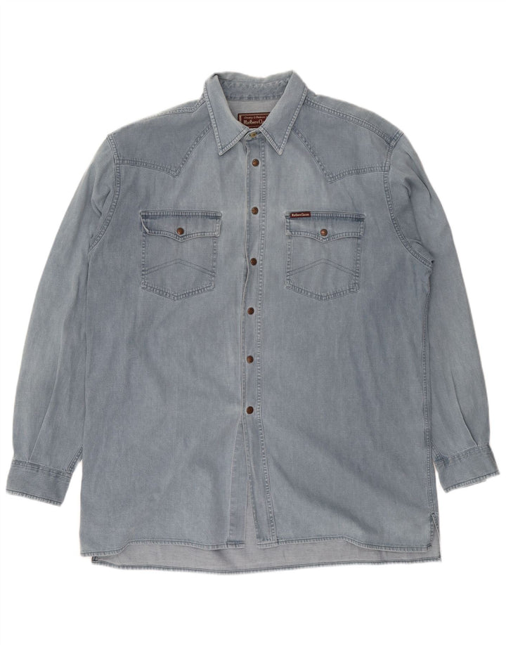 Marlboro Classics Mens Denim Shirt 2XL Blue Cotton