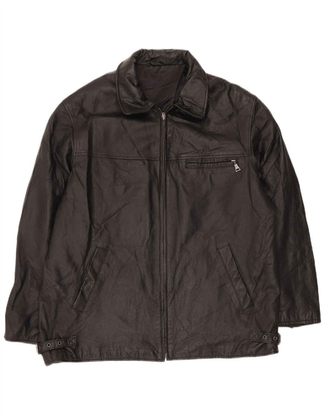 ANGELO LITRICO Mens Leather Jacket UK 42 XL Black Leather