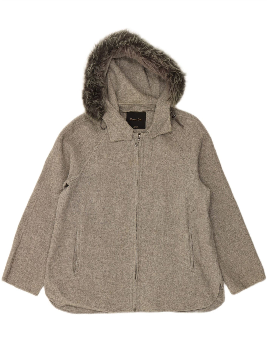 MASSIMO DUTTI Womens Hooded Bomber Jacket UK 16 Large Grey