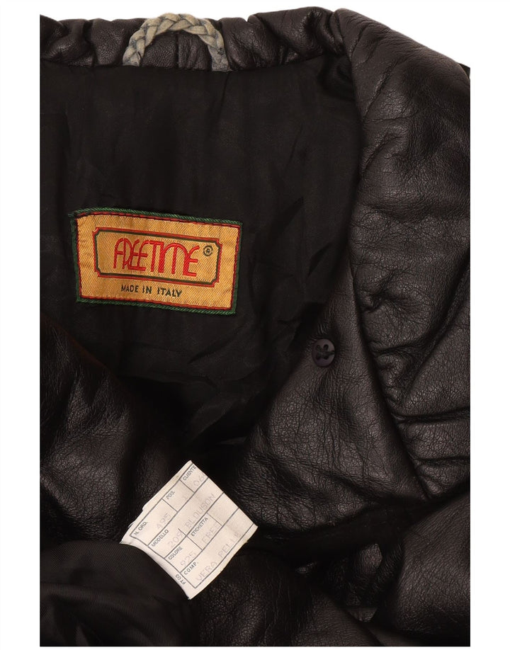 Vintage Womens Leather Jacket UK 18 XL Black Leather