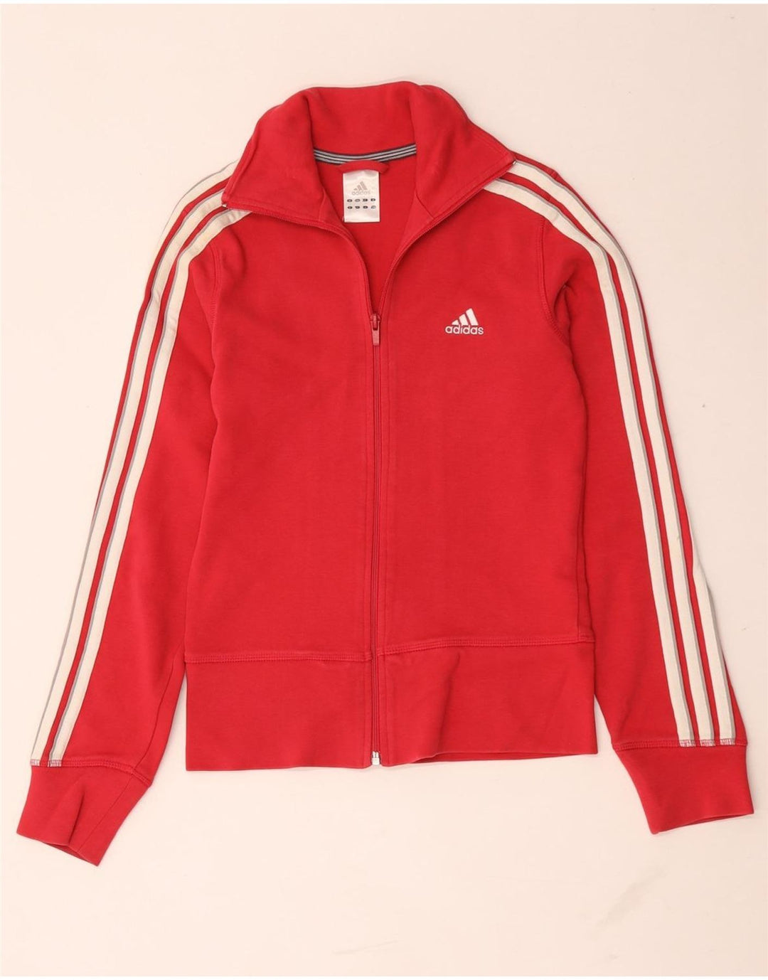 Adidas Womens Tracksuit Top Jacket UK 8 Small  Red Cotton