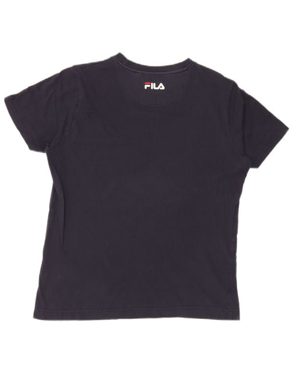 Fila Mens Graphic T-Shirt Top Small Navy Blue Colourblock