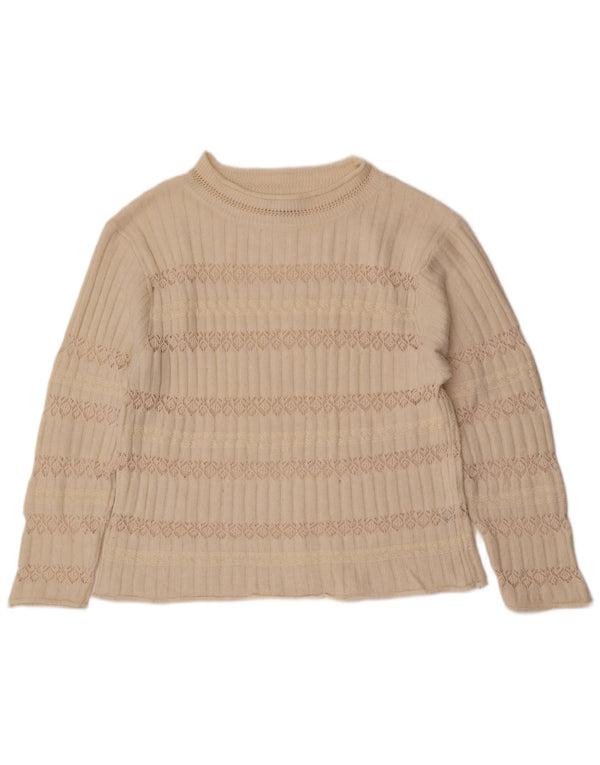Zara Womens Boat Neck Jumper Sweater UK 10 Small Off White Striped