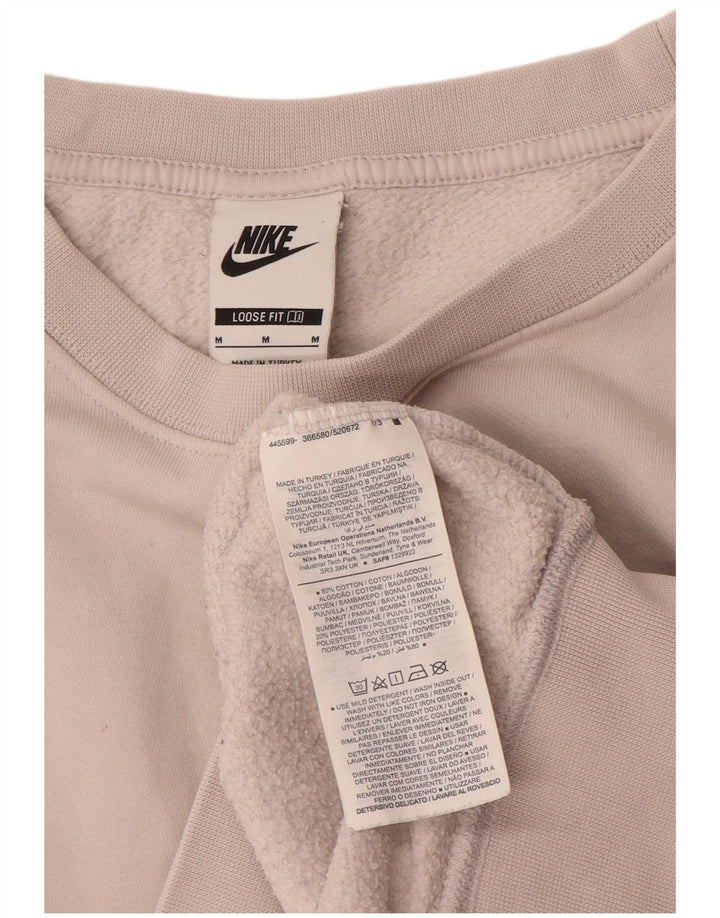 Nike Womens Sweatshirt Jumper UK 14 Medium Beige Colourblock Cotton