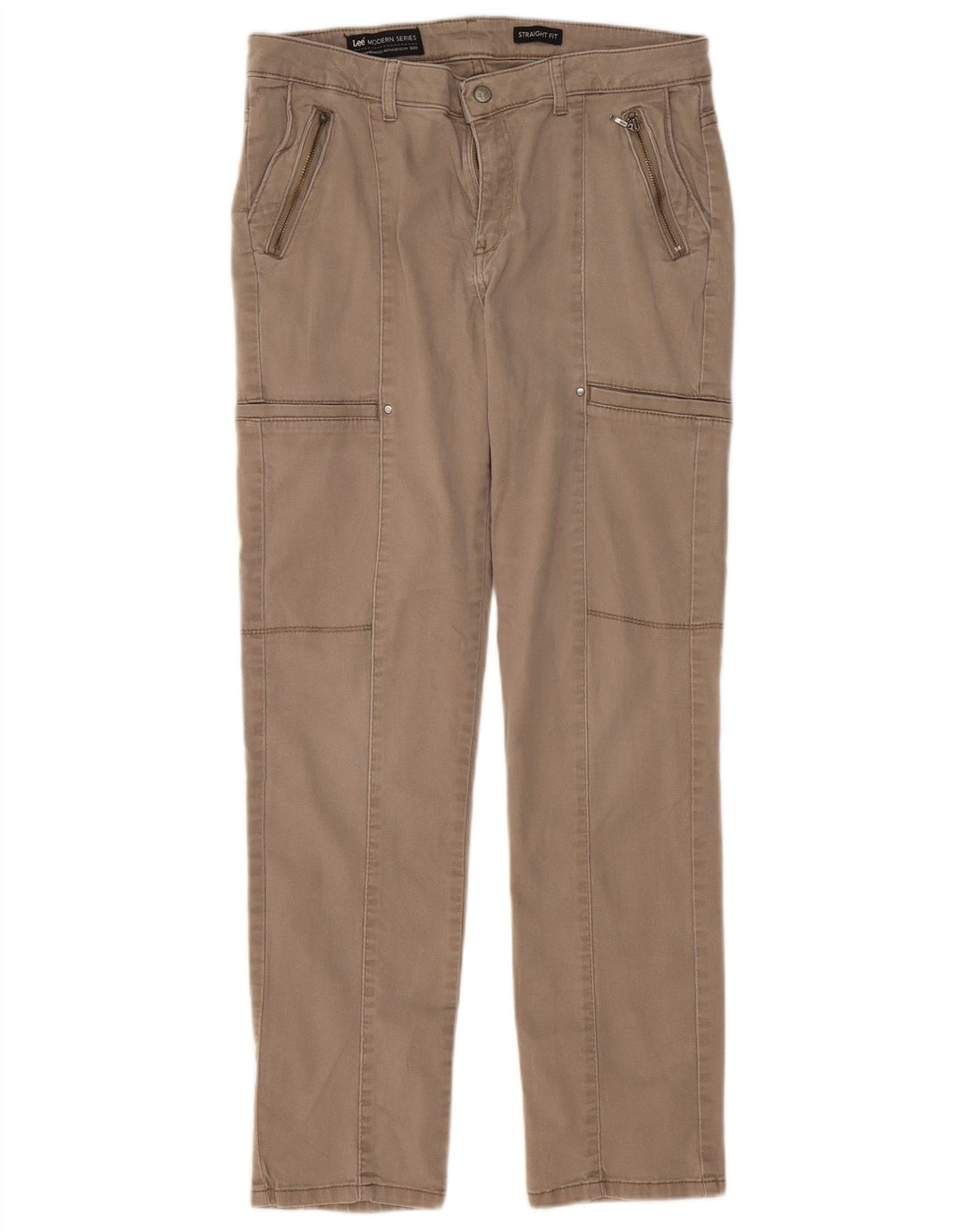Lee Womens Modern Series Straight Cargo Trousers US 12 Large W32 L29 Beige