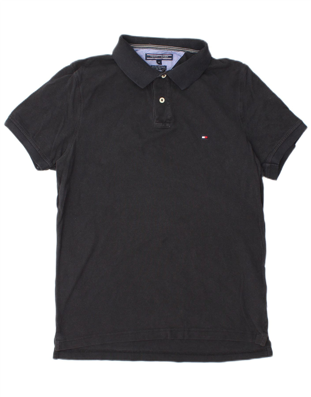 TOMMY HILFIGER Mens Slim Fit Polo Shirt Medium Navy Blue Cotton