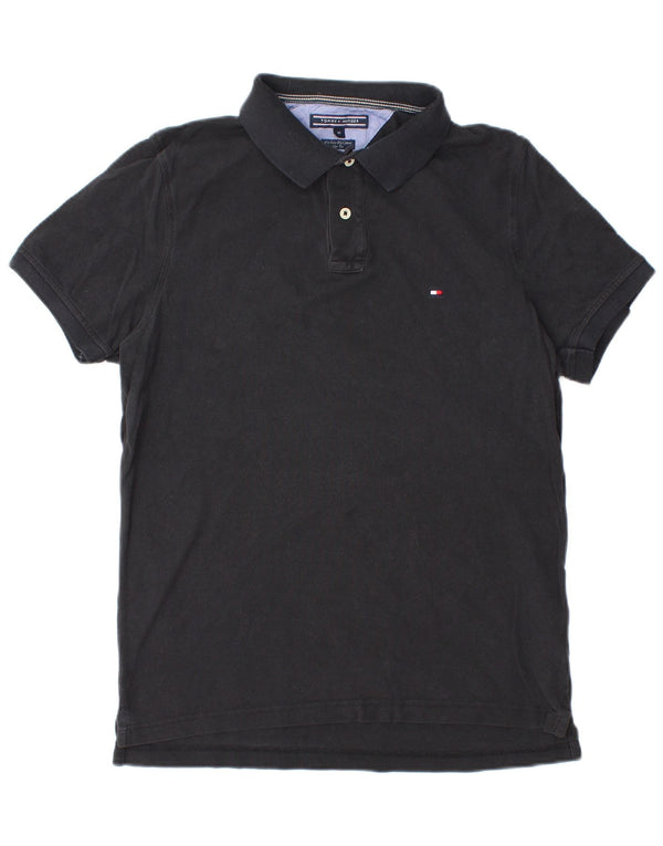 TOMMY HILFIGER Mens Slim Fit Polo Shirt Medium Navy Blue Cotton