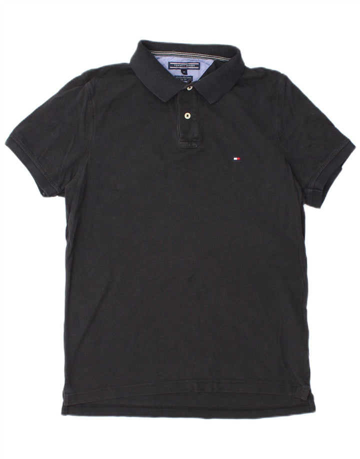TOMMY HILFIGER Mens Slim Fit Polo Shirt Medium Navy Blue Cotton