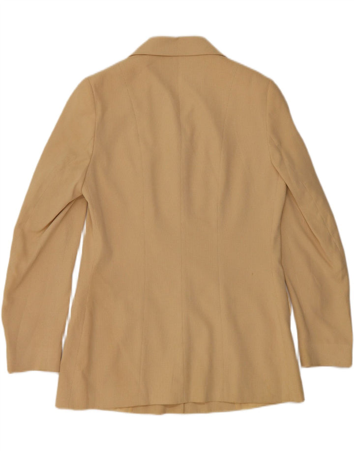 VINTAGE Womens 4 Button Blazer Jacket UK 10 Small Beige Viscose Vintage Vintage and Second-Hand Vintage from Messina Hembry 