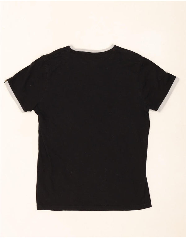ALPHA INDUSTRIES Womens Graphic T-Shirt Top UK 14 Medium Black Cotton