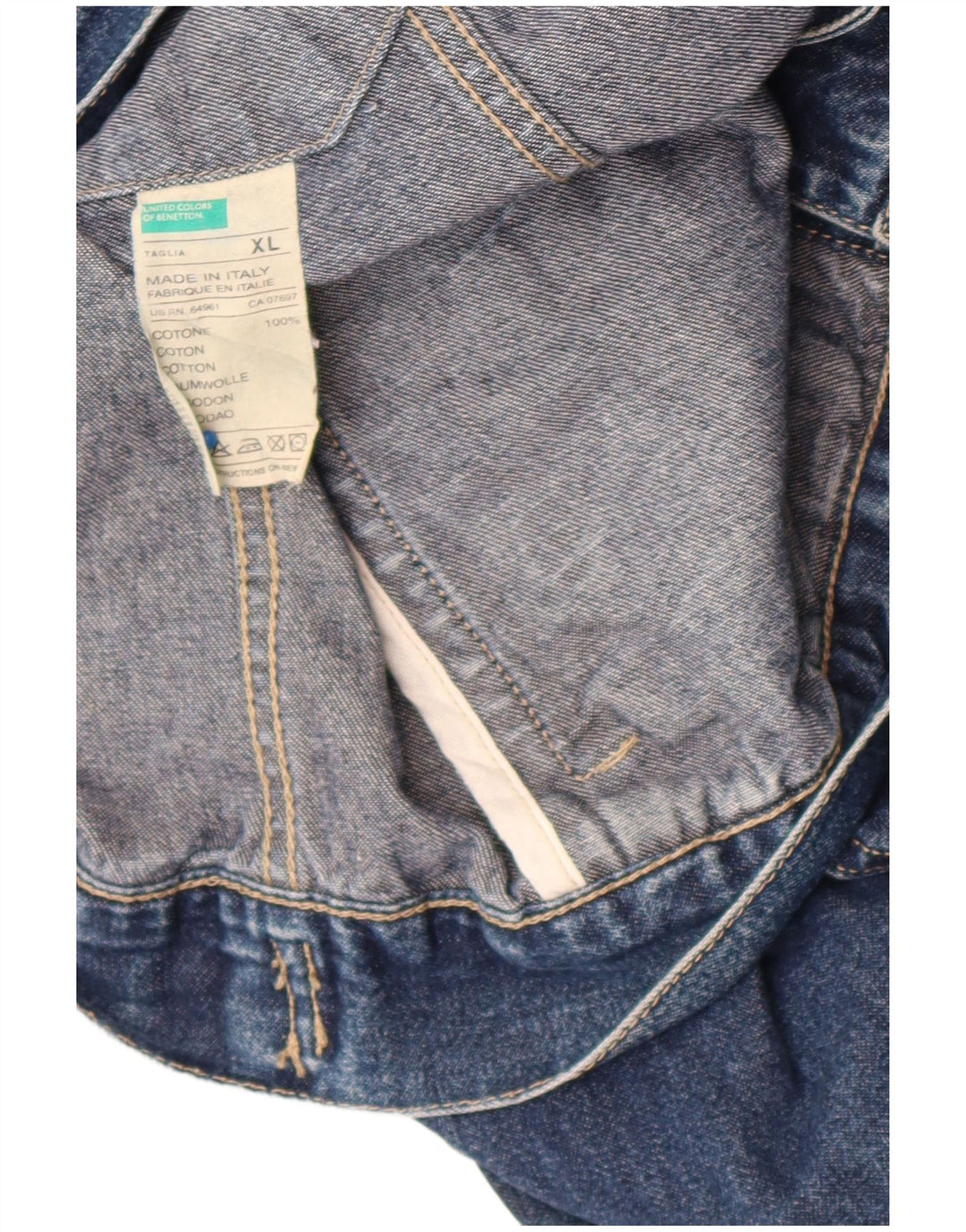 Benetton Mens Denim Jacket UK 42 XL Blue Cotton