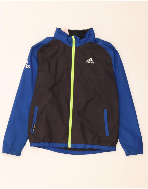 Adidas Boys Windbreaker Jacket 9-10 Years Black Colourblock Polyester