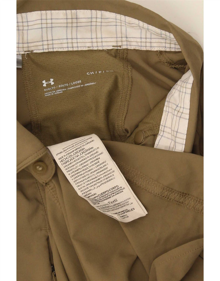 Under Armour Mens Loose Fit Shirt Small Khaki Polyester