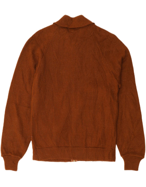 VINTAGE Womens Cardigan Sweater UK 10 Small Brown Colourblock Acrylic