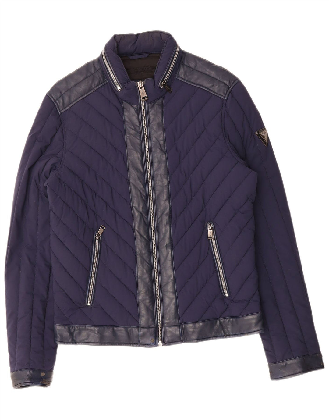 GUESS Womens Padded Jacket UK 14 Medium Navy Blue