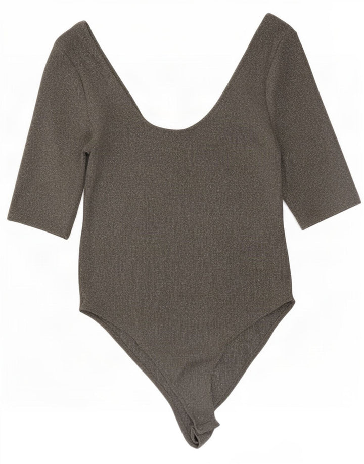 Zara Womens Bodysuit UK 14 Large Grey Elastane