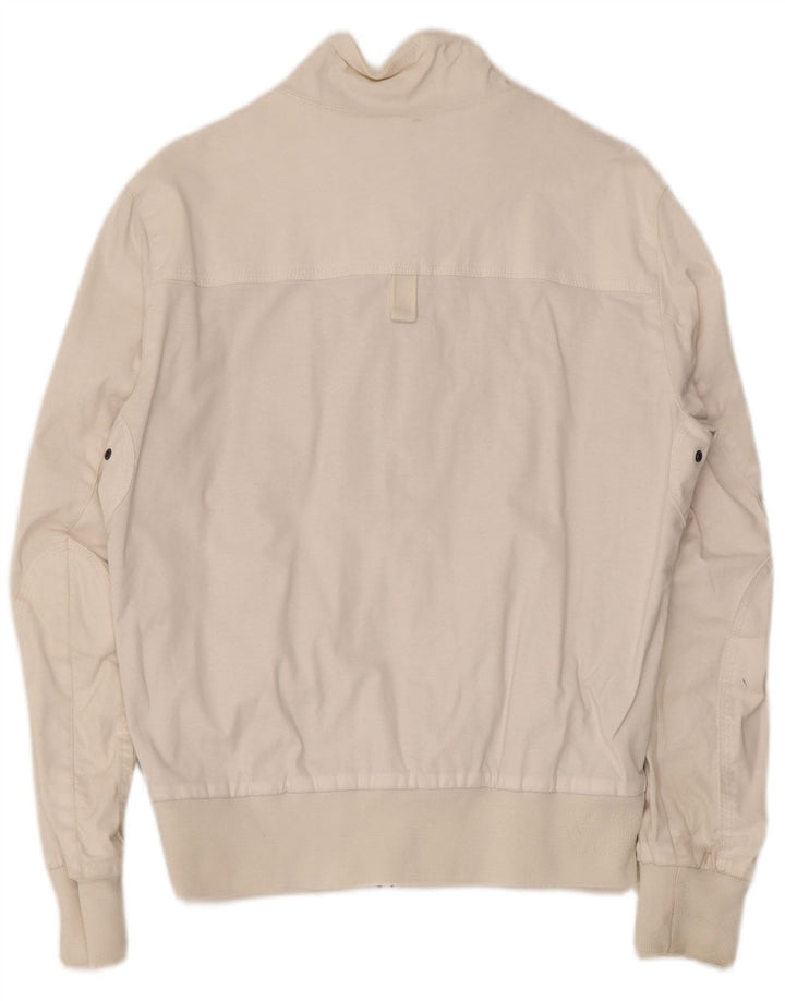 Vintage Mens Bomber Jacket IT 46 Small White Viscose