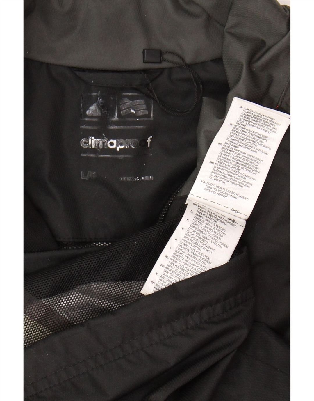 ADIDAS Mens Clima Proof Rain Jacket UK 40 Large Grey Colourblock Polyester
