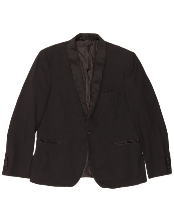 Marks & Spencer Mens 1 Button Blazer Jacket UK 42 Large Black Polyester