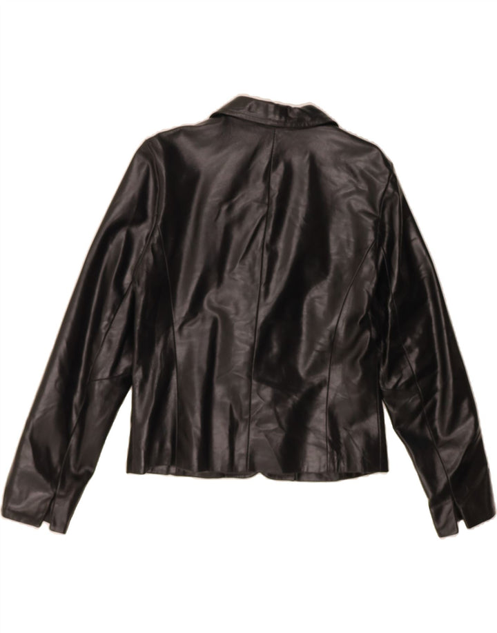 VINTAGE Womens Leather Jacket IT 46 Large Black Leather Vintage Vintage and Second-Hand Vintage from Messina Hembry 