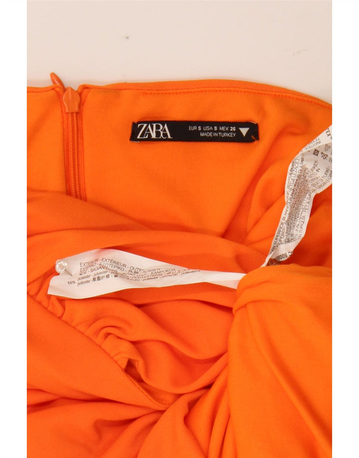ZARA Womens Mini Halter Bodycon Dress UK 8 Small Orange Polyester Vintage Zara and Second-Hand Zara from Messina Hembry 