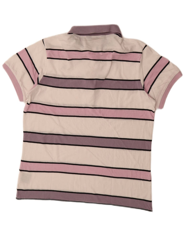 Kappa Mens Polo Shirt Large White Striped Cotton