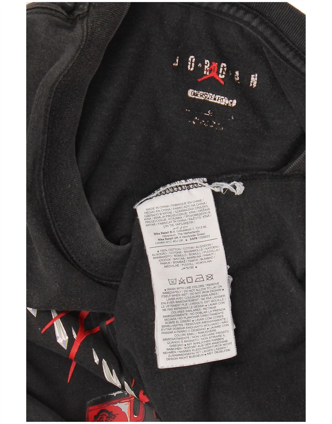 JORDAN Mens Oversized Graphic T-Shirt Top XL Black Cotton