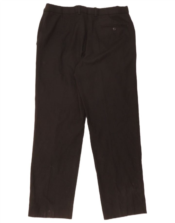 MARKS & SPENCER Mens Regular Fit Suit Trousers W34 L31 Black Wool