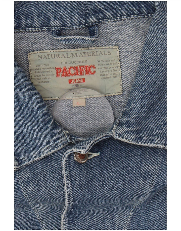 VINTAGE Mens Denim Jacket UK 40 Large Blue Cotton