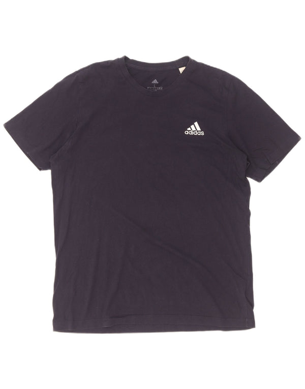 Adidas Mens T-Shirt Top Large Navy Blue Cotton