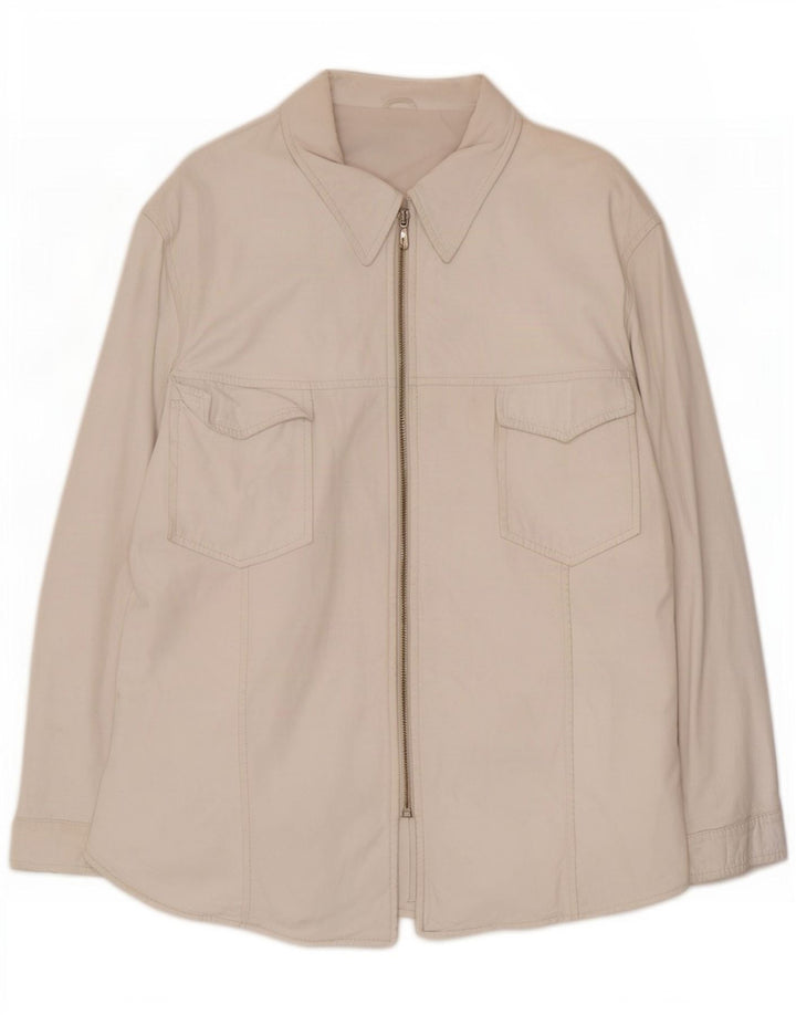 Vintage Womens Overshirt Leather Shirt IT 46 Large White
