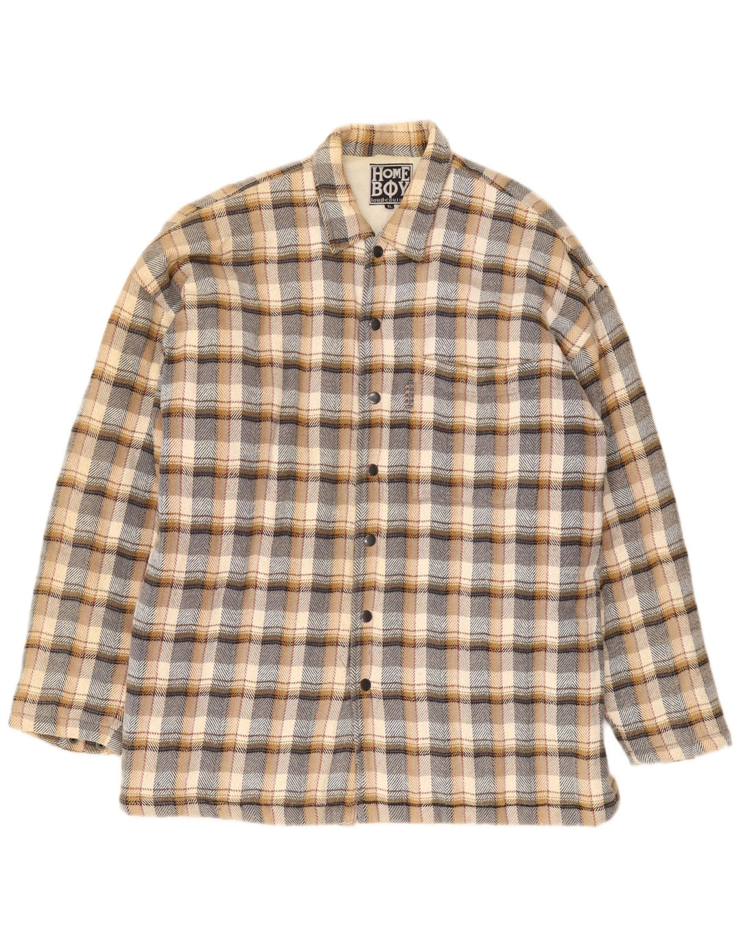 Home Boy Mens Graphic Bomber Jacket UK 42 XL Multicoloured Check Cotton