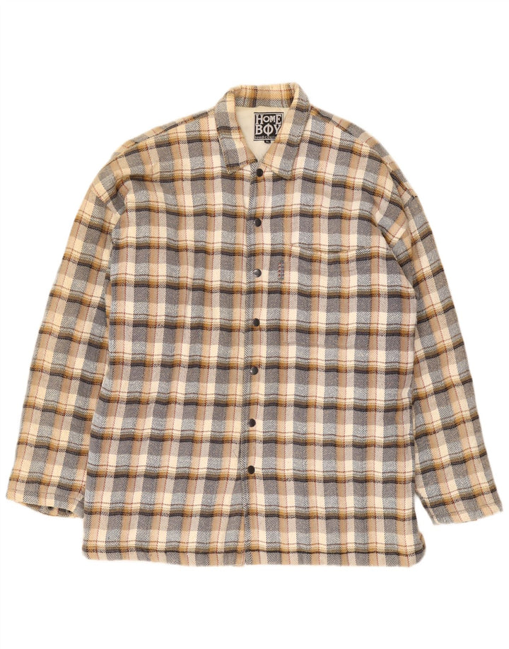 Home Boy Mens Graphic Bomber Jacket UK 42 XL Multicoloured Check Cotton