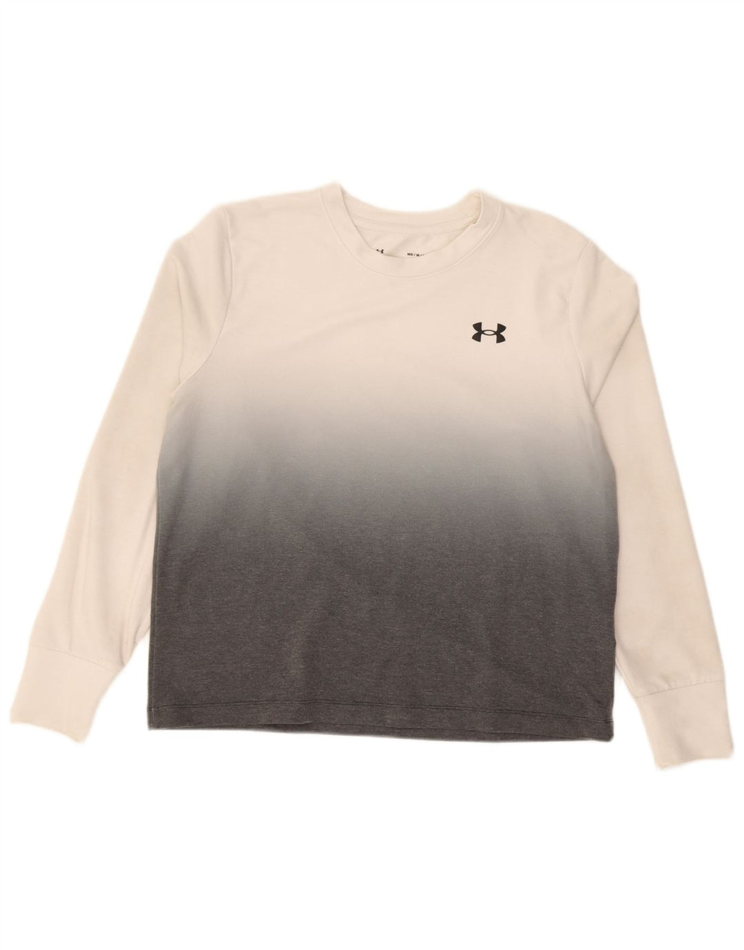 Under Armour Mens Top Long Sleeve Medium Off White Colourblock Polyester
