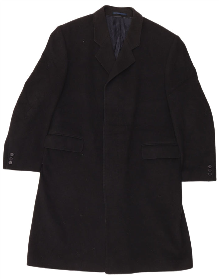 BROOK TAVERNER Mens Overcoat UK 42 XL Black Wool