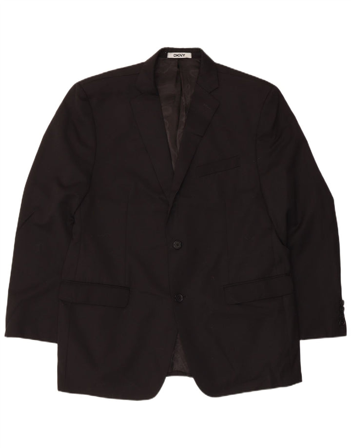 Dkny Mens 2 Button Blazer Jacket UK 44 2XL Black Wool