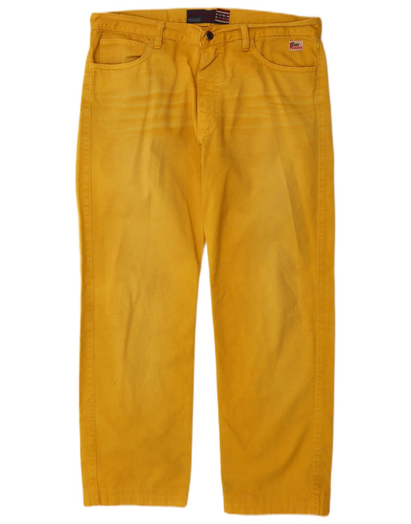 ROY ROGERS Mens Seven Bell Straight Casual Trousers W34 L28 Yellow Cotton