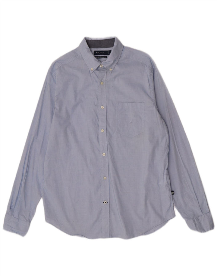 Nautica Mens Classic Fit Shirt Medium Blue Cotton