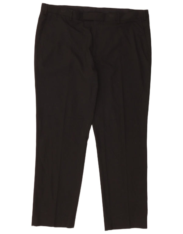 Marks & Spencer Mens Regular Fit Suit Trousers W42 L31 Black Polyester