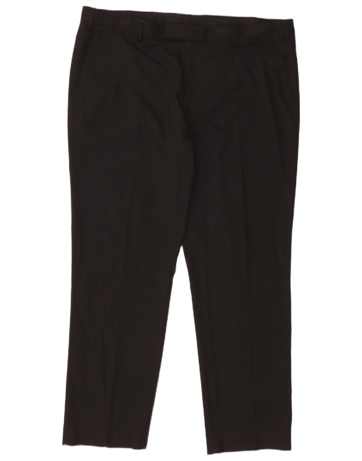 Marks & Spencer Mens Regular Fit Suit Trousers W42 L31 Black Polyester
